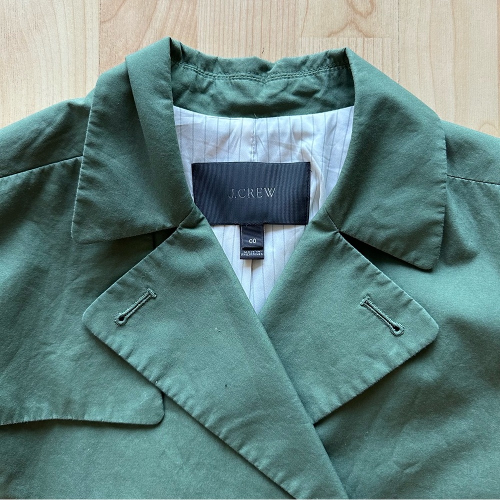 $198 J. Crew Japanese Poplin Swing jacket, green, Size 0, XS - Picture 4 of 9